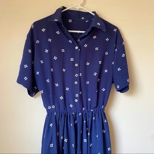 Blue Patterned Maxi Dress WITH POCKETS